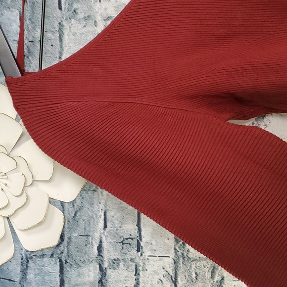 Worthington | New Orleans Red Flirty Boho Ribbed Knit Sweater - Picture 3 of 10